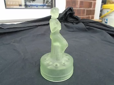 Buy Vintage Sowerby Frosted Green Glass Seated Lady Flower Frog Bowl Centre Piece • 16£