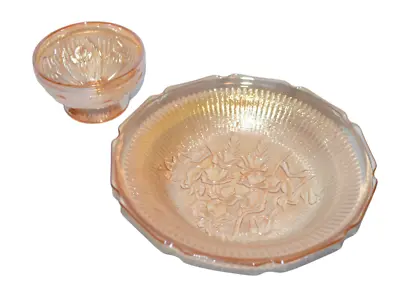 Buy Vintage Jeanette Iris Bowls Set Of 2 Dessert Salad Peach Blonde • 18.99£