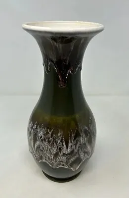 Buy Kingston Pottery Hull Vase Drip Glaze Raised Textured Vtg Ceramic Green 70s GA • 17.99£
