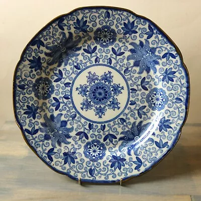Buy Antique Blue & White Plate 24cm Pearlware  Tendril Pattern  C1815 • 80£