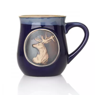 Buy Highland Stag Stoneware Mug - Scottish Deer Ceramic Mug - Blue • 19.02£