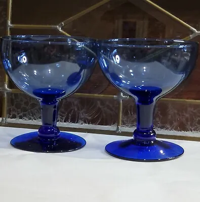 Buy Set Of 2 Cobalt Blue Crystal Champagne Cocktail Glasses Dessert Glass Coupes 12z • 16.49£