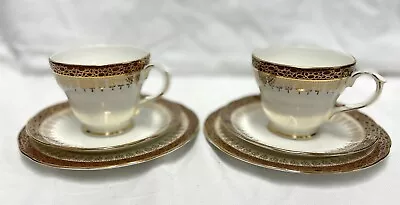 Buy Duchess Bone China Winchester Red, White & Gilt Tea Cup Saucer & Plate X2 • 14.99£
