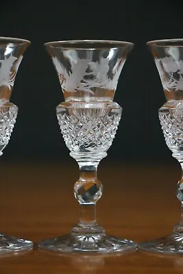 Buy Antique Cut Crystal Toasting Liquer Glasses Edwardian Thistle Shaped Bowls 1900s • 199£