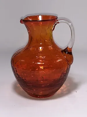 Buy Vintage Blenko Red Orange Amberina Crackle Glass Mini Pitcher  3.75” • 15.16£