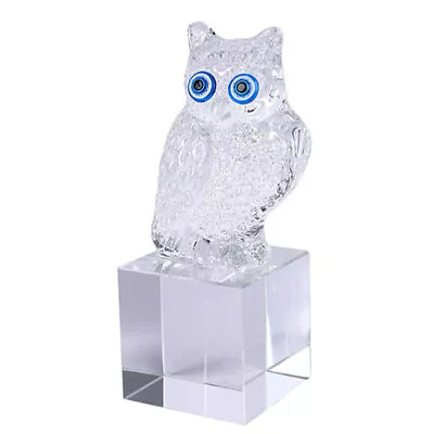 Buy Crystal Owl Miniature Hand Blown Glass Bird Figurine Collectible-CJ • 20.29£