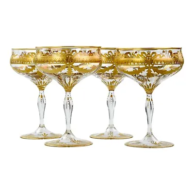 Buy St Louis, Art Deco, 4 X Gilded Champagne Saucers • 320£
