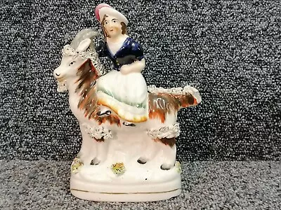 Buy Antique Staffordshire Pottery Figure Princess Royal Victoria On Billy Goat • 29.95£