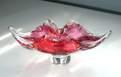 Buy Vintage 1960s Josef Hospodka Chribska Bohemian Cranberry Free Form Glass Vase  • 49.99£