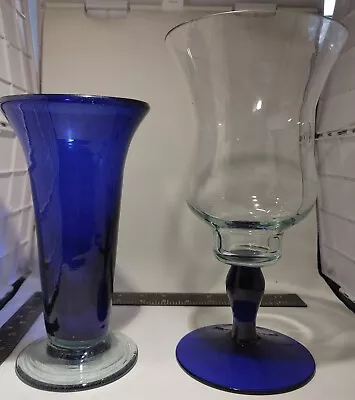 Buy Cobalt Blue Glass Vases / Candle Holder • 28.82£