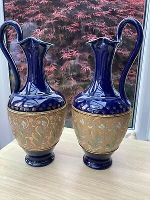 Buy Pair Art N0uveau Royal Doulton Antique Stoneware Ewers • 34.99£