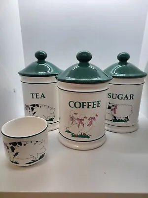 Buy Hornsey Pottery Tea, Sugar, Coffee Caddy And Small Sugar Bowl - Farmyard • 25£