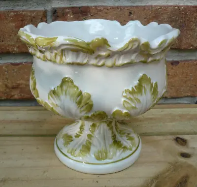 Buy Italian Pottery Handmade & Painted Footed Compote Vase Acanthus Leaves 5  • 14.40£