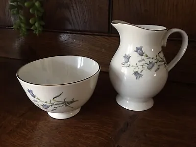 Buy Royal Grafton Fine Bone China Art Deco Milk Jug & Sugar Small Bowl Blue  Flowers • 5£
