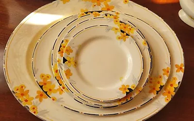 Buy Vintage Crown Ducal Part Dinner Service Hand Painted 1933 Art Deco Style • 95£