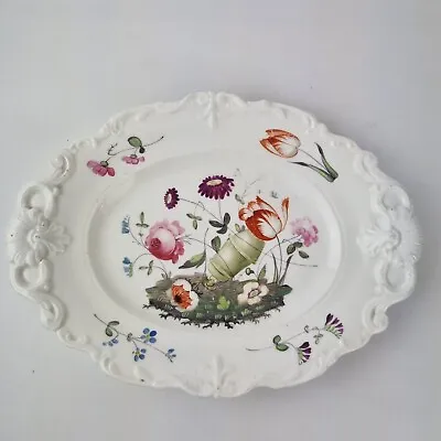 Buy Antique 19th Century Staffordshire Serving Plate Painted With Flowers #3 • 95£