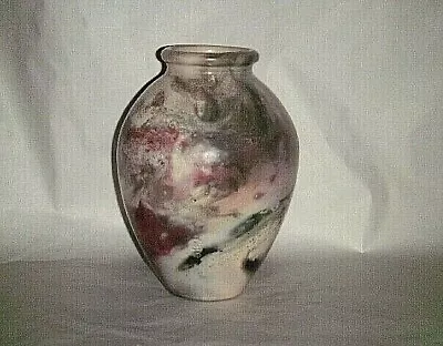 Buy Signed Robert Compton Art Vase 8.50  Gas & Pit Fired Chun Glazed Pottery Vermont • 99.58£