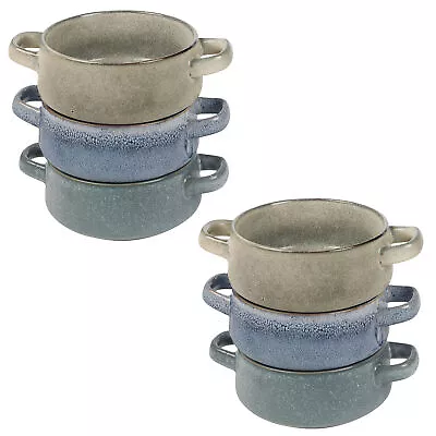 Buy Stoneware Soup Bowls With Handles Dish Set Dinnerware & Serveware (650ml) • 16.49£