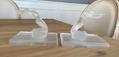 Buy Lalique France - Chrysis - Bookends Figurine (Pair) - Frosted Crystal - Signed • 912.69£