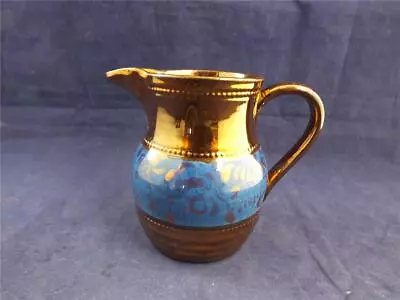 Buy Antique Copper Lustreware Jug With A Blue Middle. • 8.96£