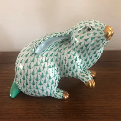 Buy Vintage Herend Bunny Rabbit Green FishNet Paw Up Figurine 4.5  Tall  Hungary • 375.55£