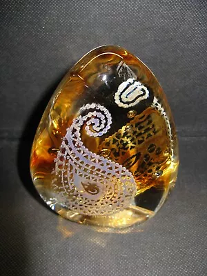 Buy Caithness Amber Glass Paperweight - Paisley Twists • 18£