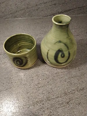 Buy Vintage Moffat Studio Vases &planter  Pottery Spiral Design Clour Is Green  • 20£