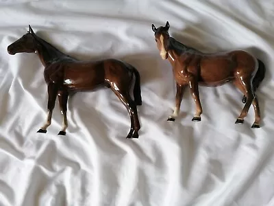 Buy Immaculate Pair Beswick Horses Brown Stallion & Mare Heads Turned Left Perfect • 39£