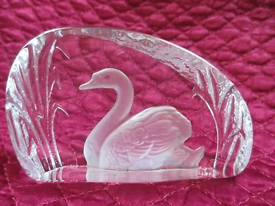 Buy Vintage Paperweight Swan Crystal Etched England Danbury Mint Marked • 14.23£