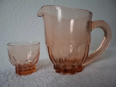 Buy Vintage Retro Amber Coloured Glass Water Jug & Matching Glass 2 Pint 6.5  High • 16.99£
