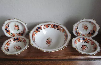 Buy Vintage Royal Albert Crown China Bowls, 1 X Serving, 4 X Dessert Bowls - 5709 • 10£