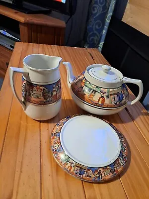 Buy English Crown Ducal Cries Of London Teapot And Stand + Gibson Milk Jug Same Pat • 20£