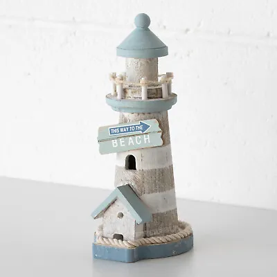 Buy Nautical Ornamental Lighthouse 22.5cm Wooden Seaside Home Decorative Ornament • 14£