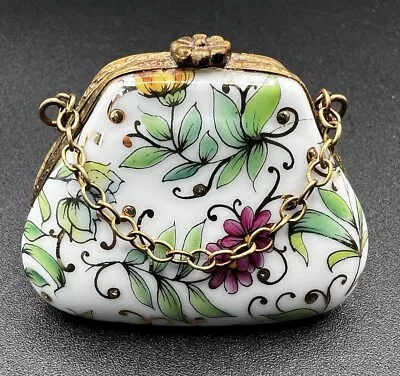 Buy Limoges French Accents Studio Purse With Coin Floral Trinket Box Peint Main #289 • 183.35£