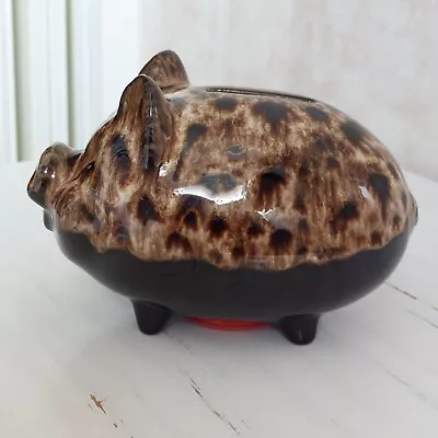 Buy Vtg Studio Pottery Piggy Bank Money Box Honeycomb Drip Glaze Ceramic Figurine • 15£