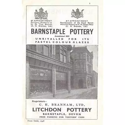 Buy BARNSTAPLE Litchdon Pottery Vintage Advertisement C1935 • 5.45£