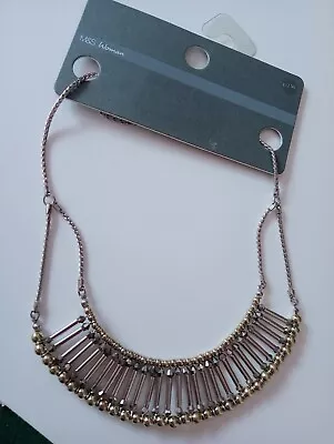 Buy Marks And Spencer M&S Glass Faceted Bead Necklace Bib Style Bronze Tone • 6.99£
