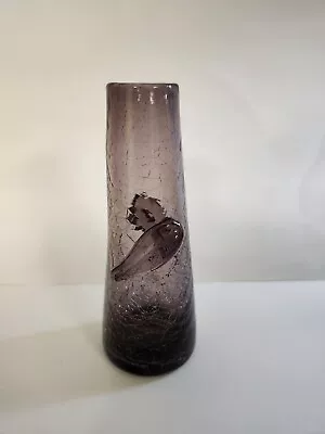 Buy Vintage Antique Blenko Blown Art Glass Mini Vase In Amethyst Crackle 1960s • 94.83£