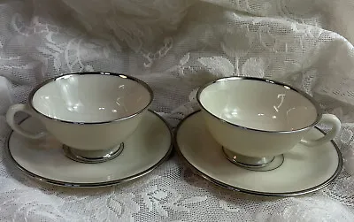 Buy Lenox China Montclair Tea Cups And Saucers With Gold Trim Set Of 2 • 28.22£