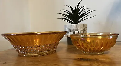 Buy Vintage Amber Glassware Bowls Decorative Art Deco Decorative • 20£