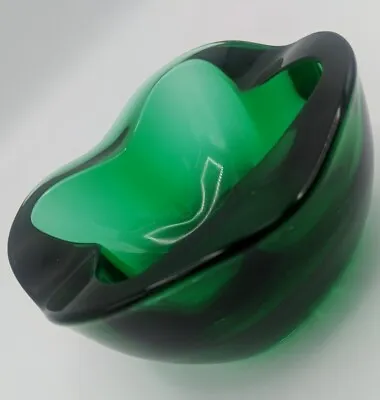 Buy 60s 70s Vintage Retro Sklo Union Green Art Glass Dish Bowl Ashtray Rosice MCM ⭐ • 21.05£