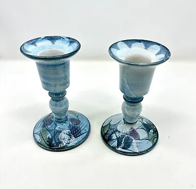 Buy The Tain Pottery Scotland Thistle Glenaldie Pair Of Candle Holders • 61.50£