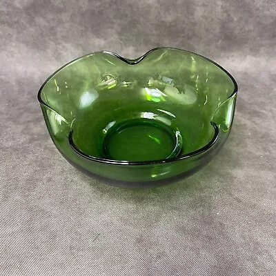 Buy Vintage - Anchor Hocking - Avocado Green Art - Glass Chip Scalloped Bowl - One • 28.76£