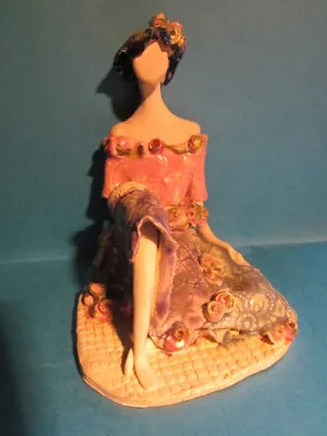 Buy Artistic Abstract Handmade Signed Stoneware Pottery Sitting Woman Figurine 4.75  • 23.79£