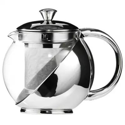 Buy Glass Teapot Modern Stylish Stainless Steel & Teapot With Strainer For Loose Tea • 10.49£