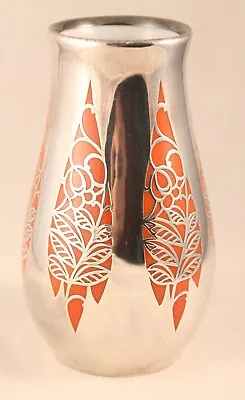 Buy Thomas Bavaria Porcelain Orange Silver Overlay Miniature Vase Marked 1000/1000 • 225.72£