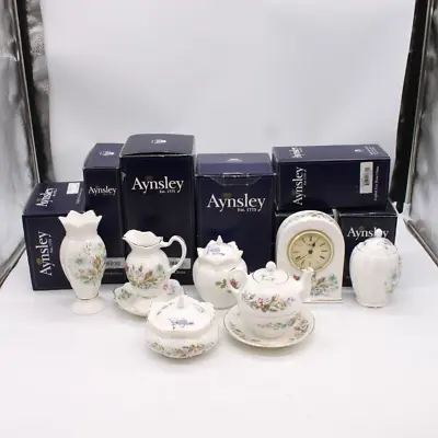 Buy AYNSLEY WILD TUDOR SET Fine Bone China Bundle Of 7 Boxes, Clock Vase Tea For One • 4.99£