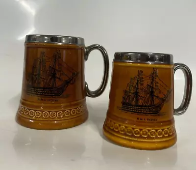 Buy Vintage Lord Nelson Tankards Job Lot H.M.S. Victory 12cm & 10cm X 2 • 9.99£