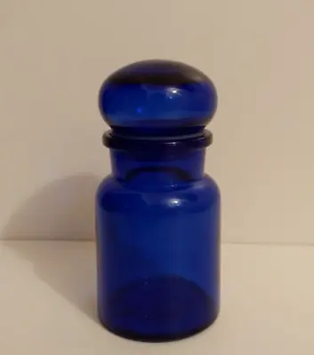 Buy Vintage Apothecary Blue Glass Bubble Top Jar Bottle Storage Belgium 12cm • 6.99£