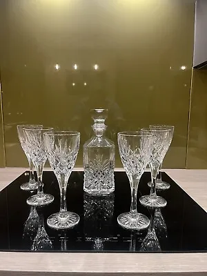 Buy Sublime Seven Piece Royal Doulton Cicant Crystal Glasses 8” With Decanter 11” EC • 99.99£
